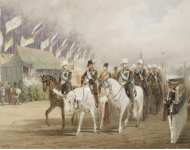 Zichy Mihaly Alexander II and Nasir al-Din Shah on a Parade in the Tsaritsyn Meadow - Hermitage